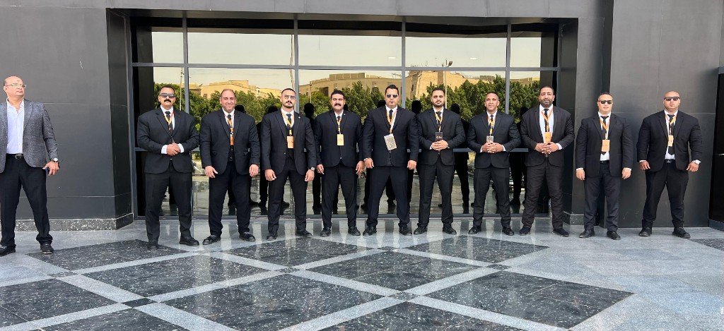 Golden Guard corporate security team — ten professional Egyptian bodyguards